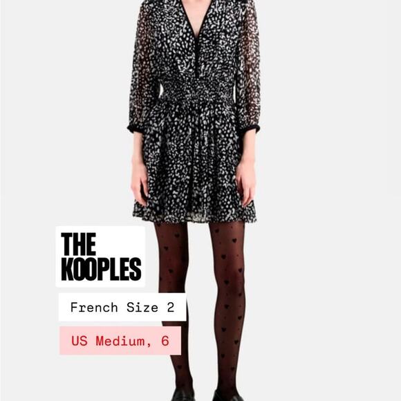 The Kooples - Size Medium US 6 FR 2 - 3/4 Length Sleeve Dress Black & White SO - Picture 1 of 6